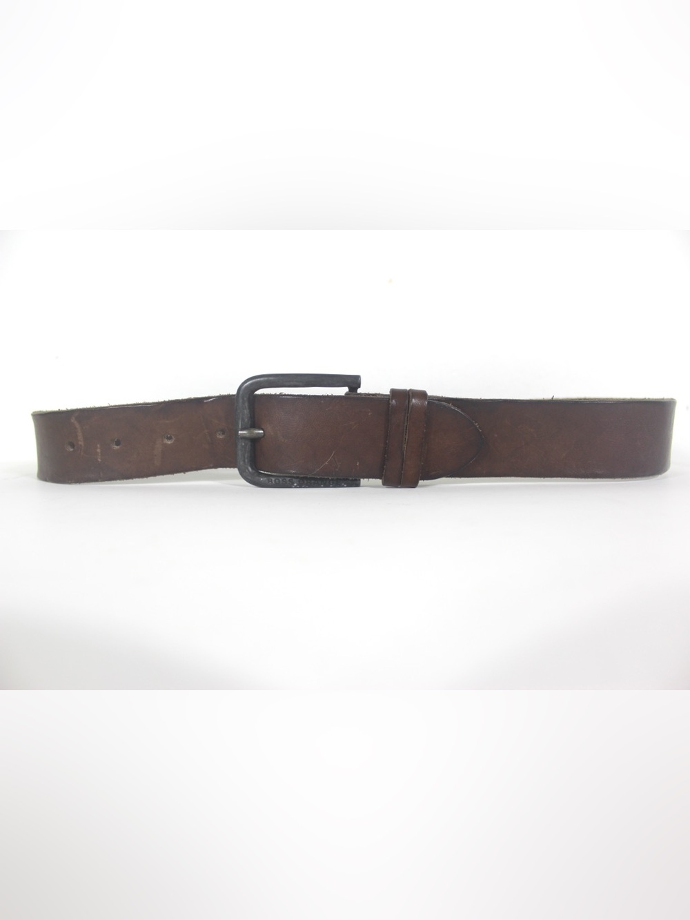 HUGO BOSS Vintage Worn In Distressed Thick Tan Brown Leather Work Belt unisex